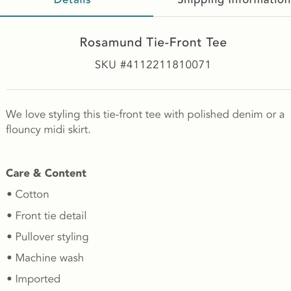 Anthropologie Rosamund Tie-Front Tee Size XS. - Picture 3 of 9